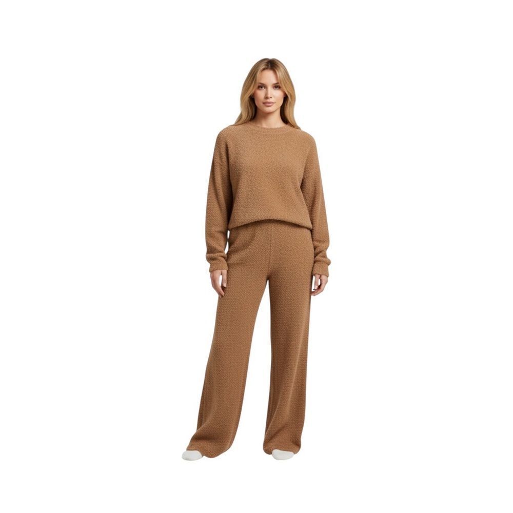 Cozy Tan Women's Plush 2-Piece Top & Pants Loungewear Set S - Picture 11 of 11